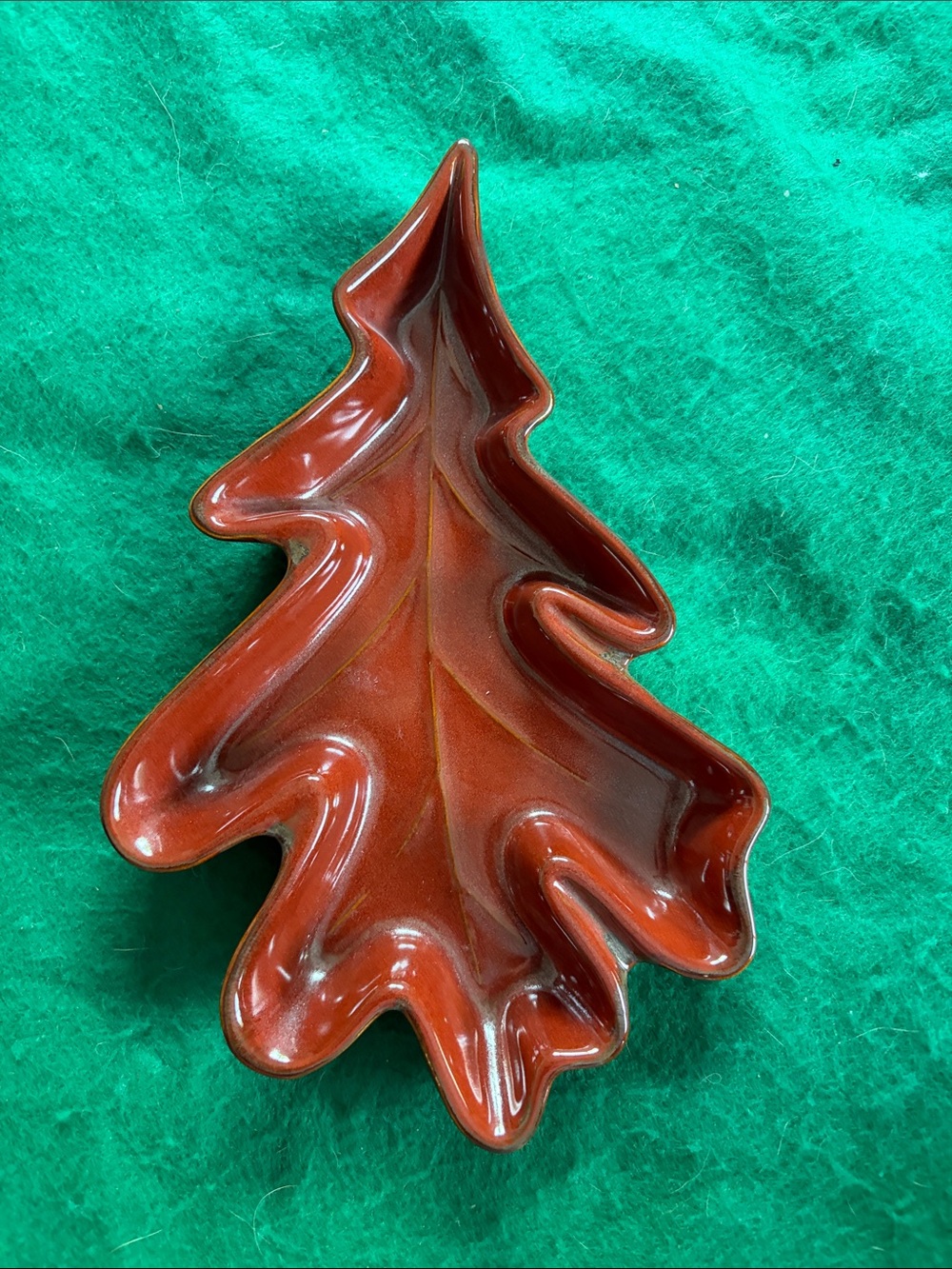 Ceramic Tree-Shaped Decorative Dish in Deep Brown